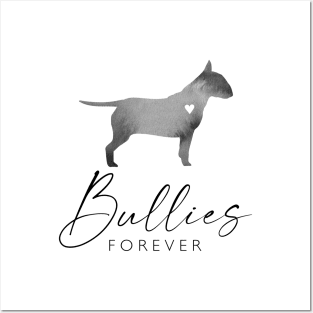 Bull Terrier Dog Lover Gift - Ink Effect Silhouette - Bullies Forever Posters and Art